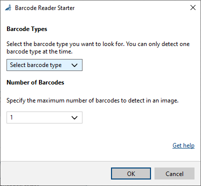 Barcode Reader Starter vTool Settings