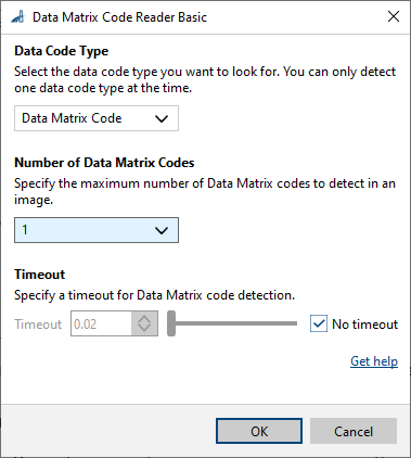 Data Matrix Code Reader Basic vTool Settings