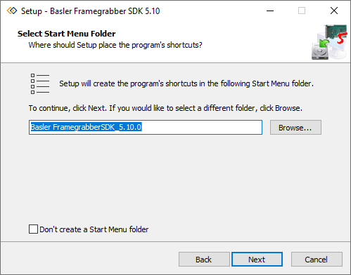 Setup: Select Start Menu Folder