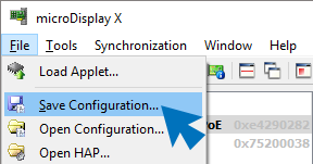 MicroDisplay X: Save Configuration 
