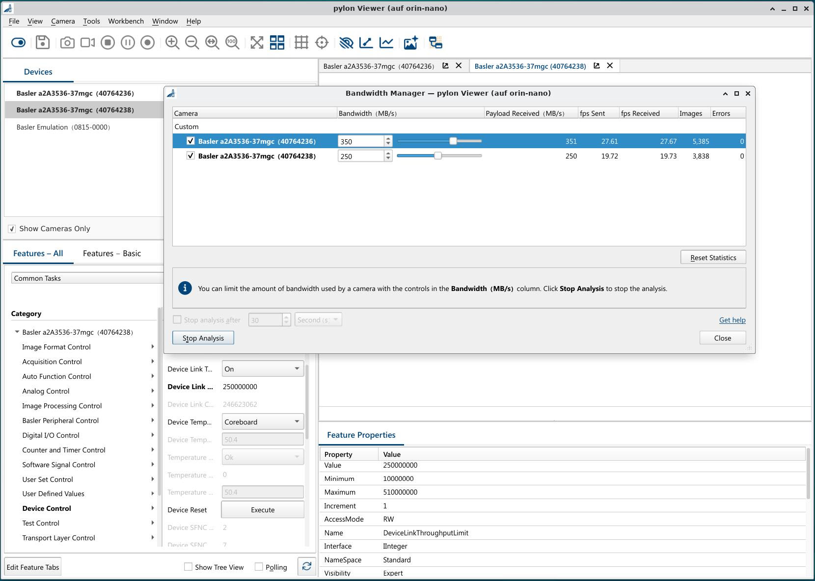 Bandwidth Manager with 2 ace 2 GMSL Cameras