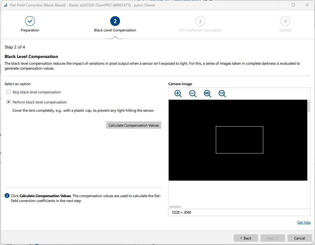 Step 2 of the Block-Based Flat-Field Correction Wizard Step 2 of the Block-Based Flat-Field Correction Wizard