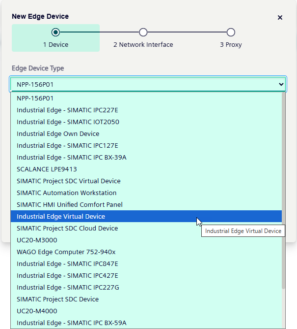 New Edge Device Dialog