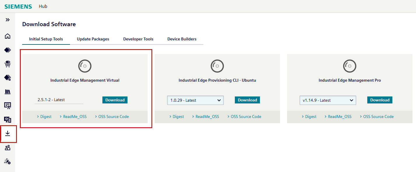 Downloading Industrial Edge Management Virtual