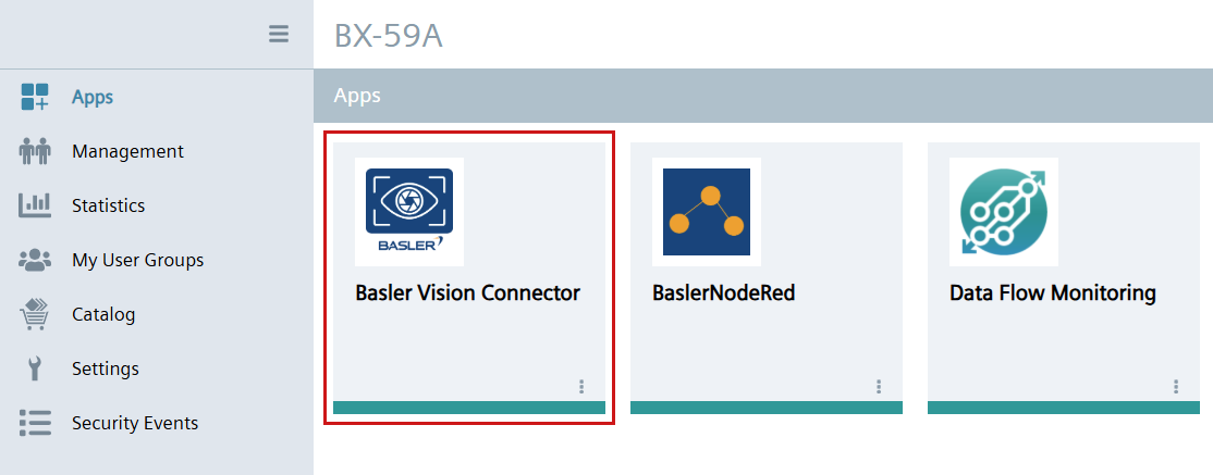 Opening the Basler Vision Connector Web UI Opening the Basler Vision Connector Web UI