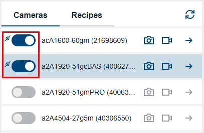 Assigned Cameras in Cameras List Assigned Cameras in Cameras List