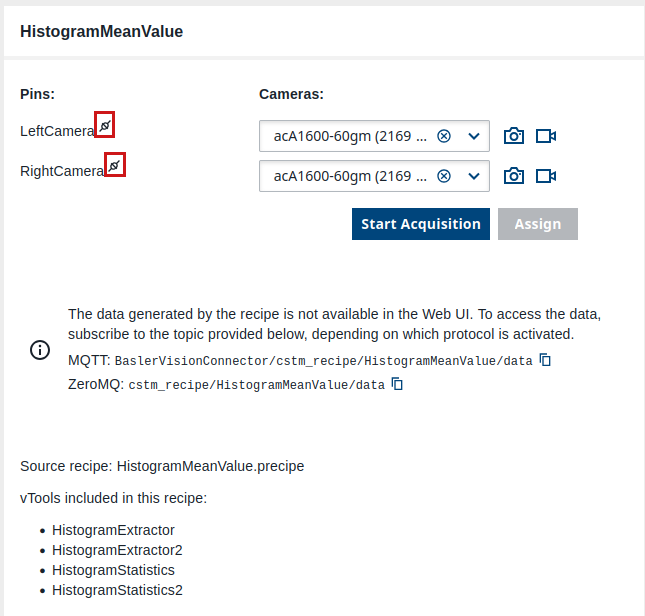 Cameras Assigned to Pins Cameras Assigned to Pins