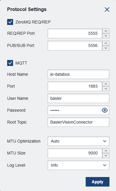 The Protocol Settings Dialog The Protocol Settings Dialog