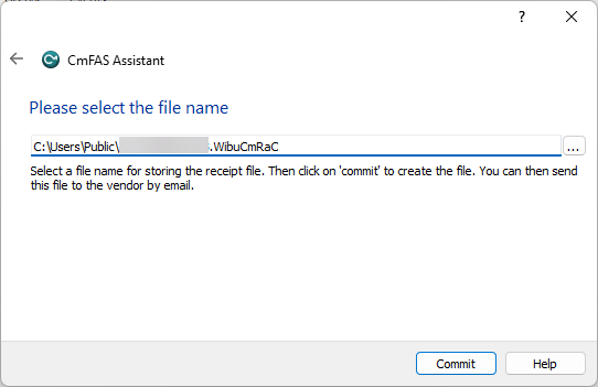 Select File Name Page of the CmFAS Assistant Select File Name Page of the CmFAS Assistant