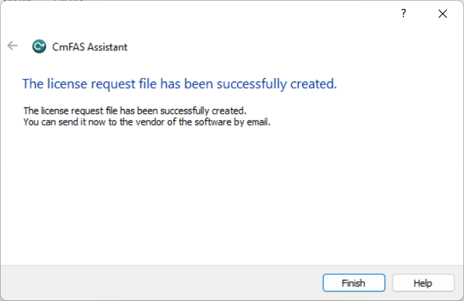 CmFAS Assistant - Request File Creation Success CmFAS Assistant - Request File Creation Success