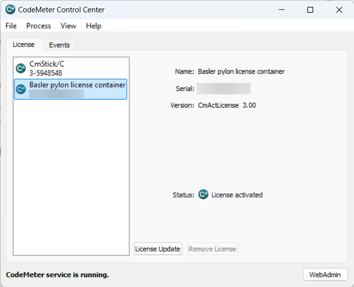 CodeMeter Control Center CodeMeter Control Center