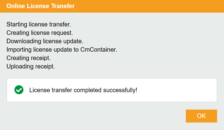 License Transfer Completed License Transfer Completed