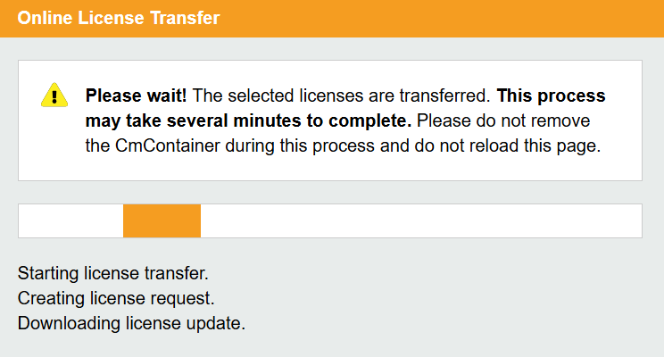 License Transfer In Progress License Transfer In Progress