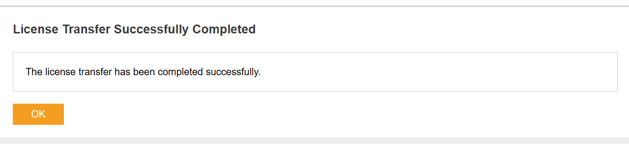 CodeMeter License Transfer Success CodeMeter License Transfer Success