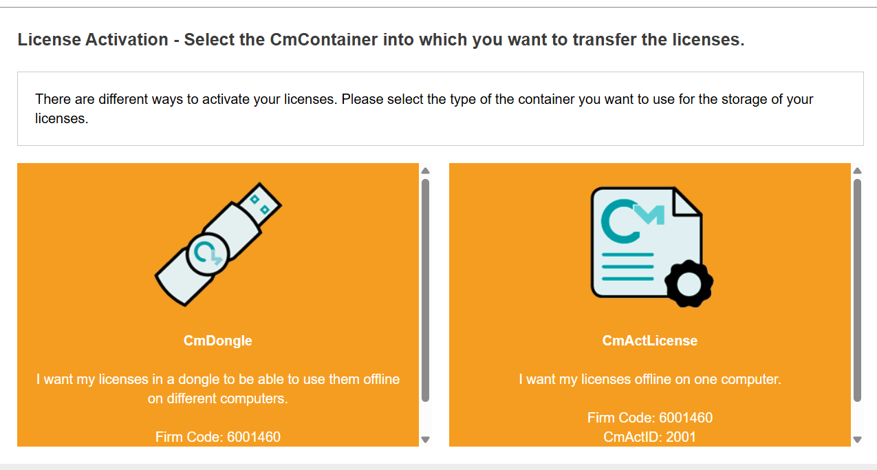 License Activation - Select CmContainer Page License Activation - Select CmContainer Page