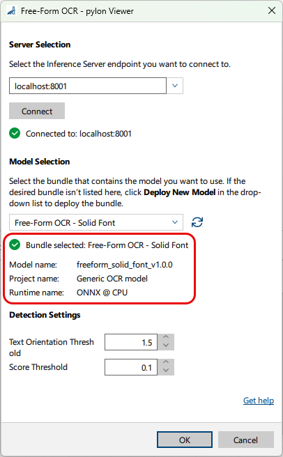 Free-Form OCR vTool Settings