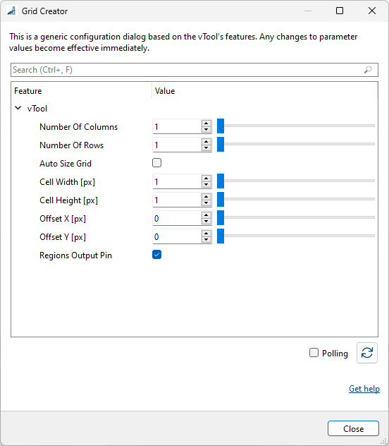 Grid Creator vTool Settings Grid Creator vTool Settings