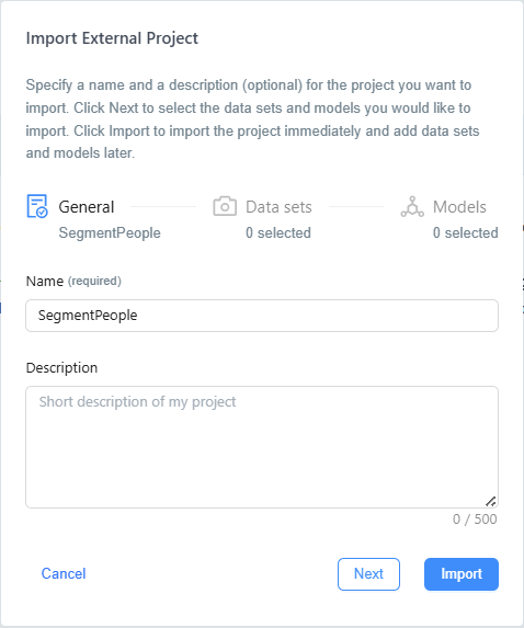 Import External Project Dialog Import External Project Dialog