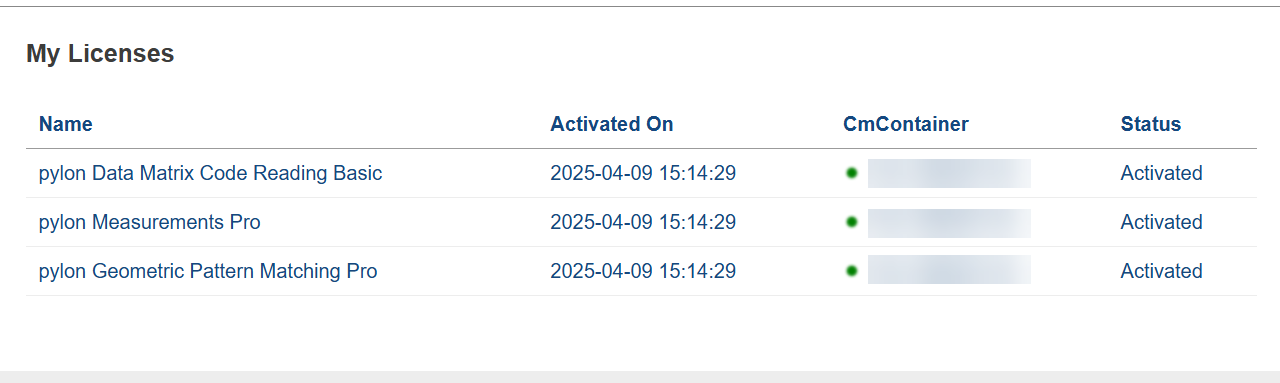 My Licenses Page My Licenses Page