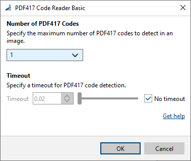 PDF417 Code Reader Basic vTool Settings