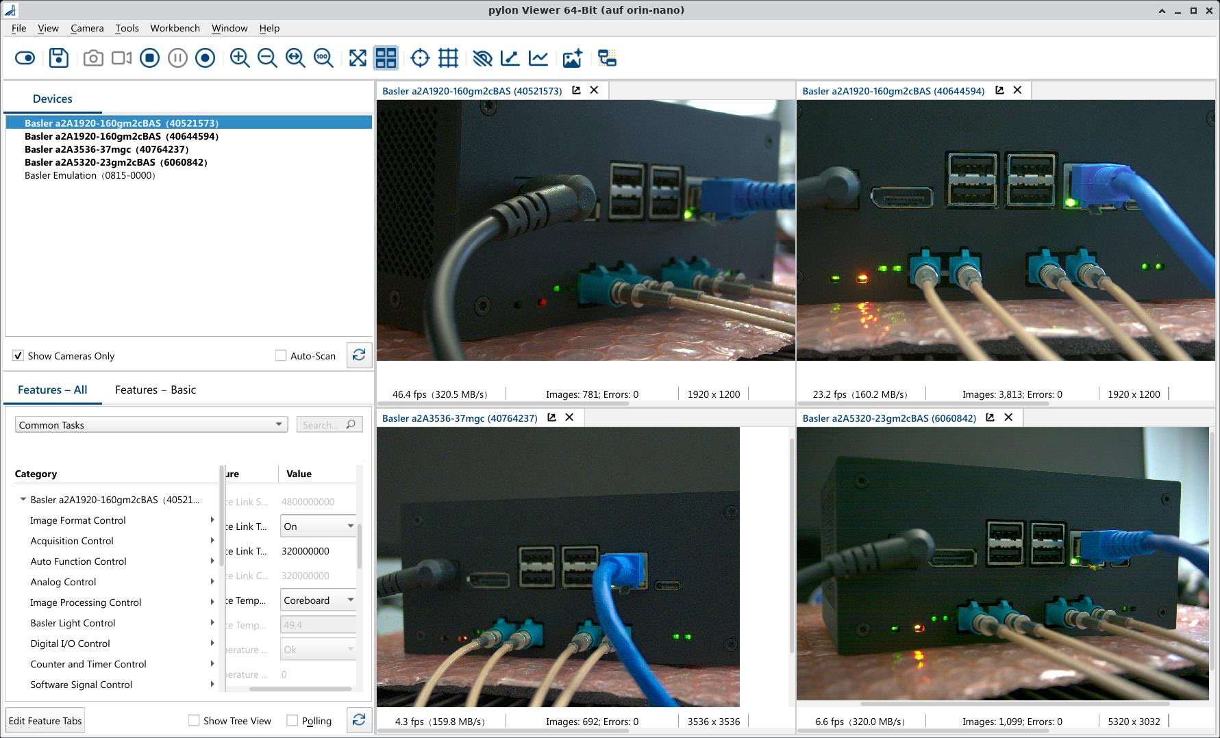 pylon Viewer with 4 ace 2 GMSL Cameras
