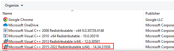 Visual C++ 2015-2022 Redistributable