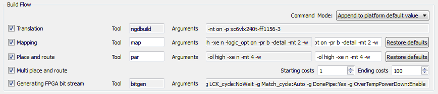 Command Mode "Append to platform default value"
