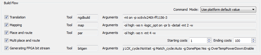 Defaut: All Build Flow Steps Activated