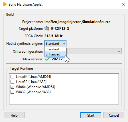 Build Setting for imaFlex CXP-12 Quad and imaFlex CXP-12 Penta