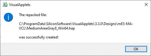 Message after Successful Repacking