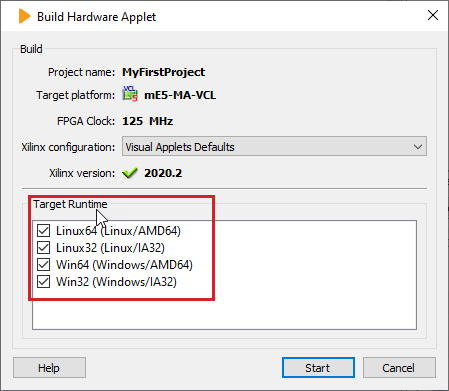 Target Runtime Selection during Applet Build