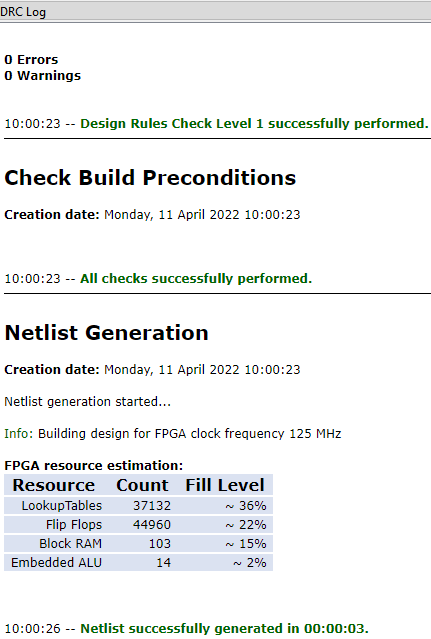 Design Rule Check 1 and 2 for the Example Design Sobel_Filter.va
