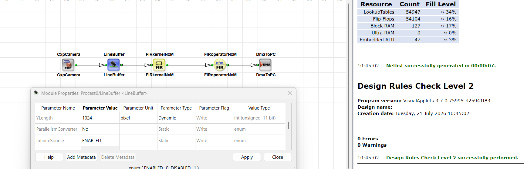 Line Buffer with Infinite Source Enabled Line Buffer with Infinite Source Enabled