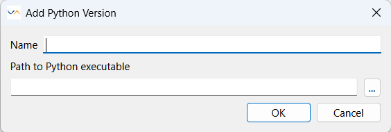 Add Python Version Dialog Add Python Version Dialog