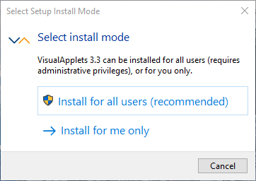 Select Setup Install Mode Dialog