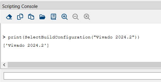 Command SelectBuildConfiguration Output