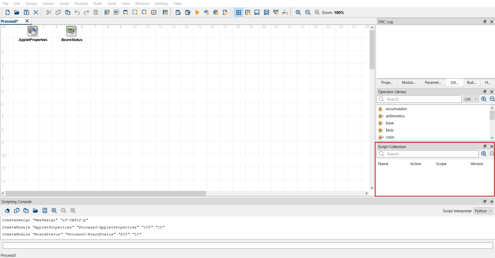 VA Script Collection Window in Main Window