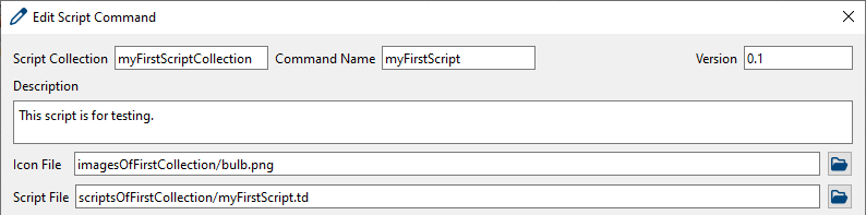 Script Collection: Edit Script Command